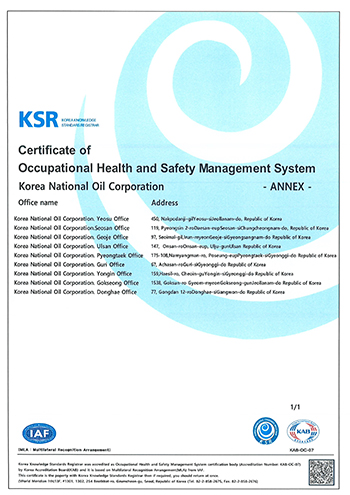 Certificate of Occupational Health and Safety Management System